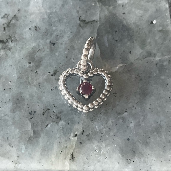 Pandora Beaded Heart Dangle Charm Blazing Red - Picture 5 of 6